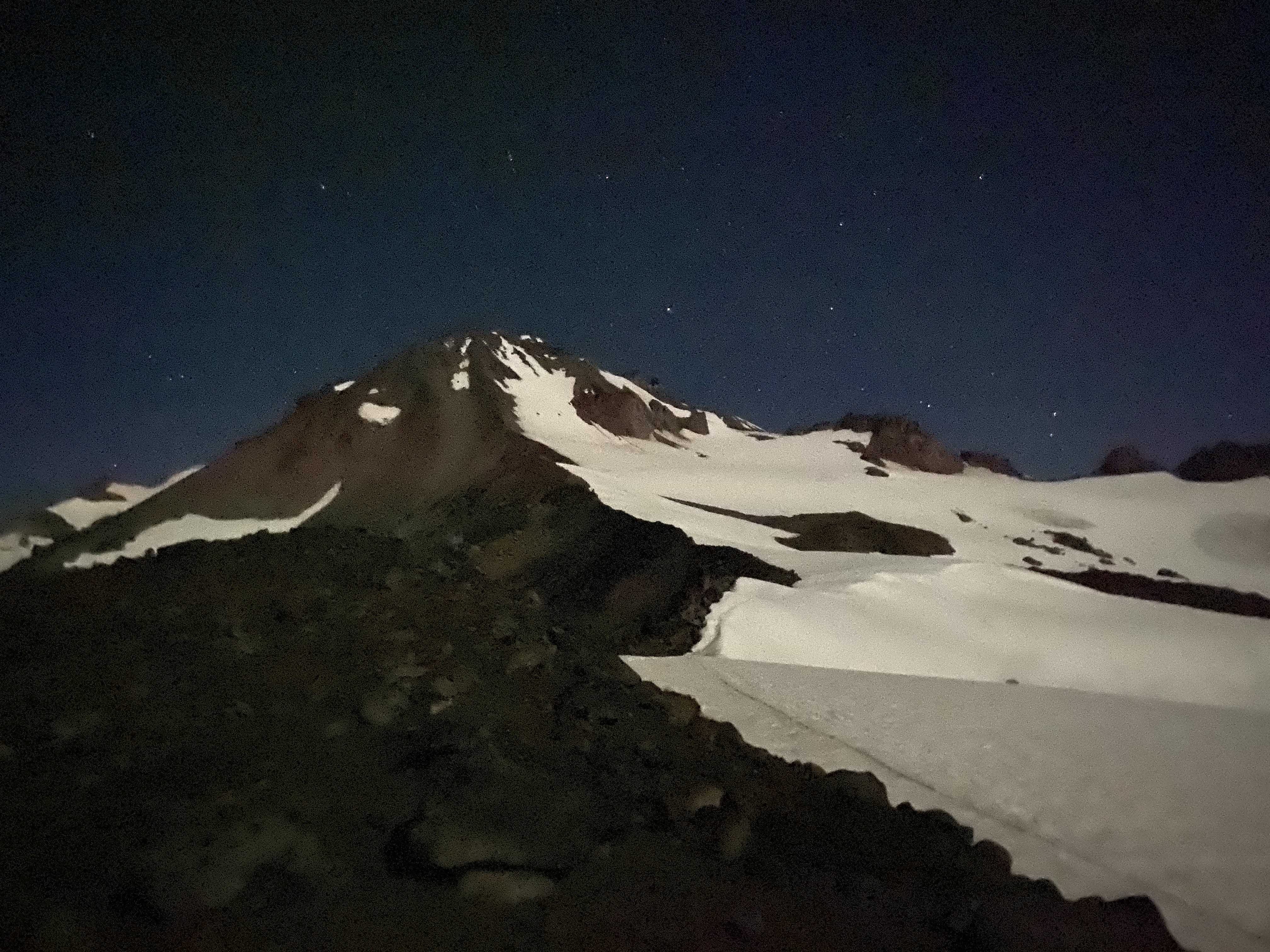 Glacier Peak in the moonlight.