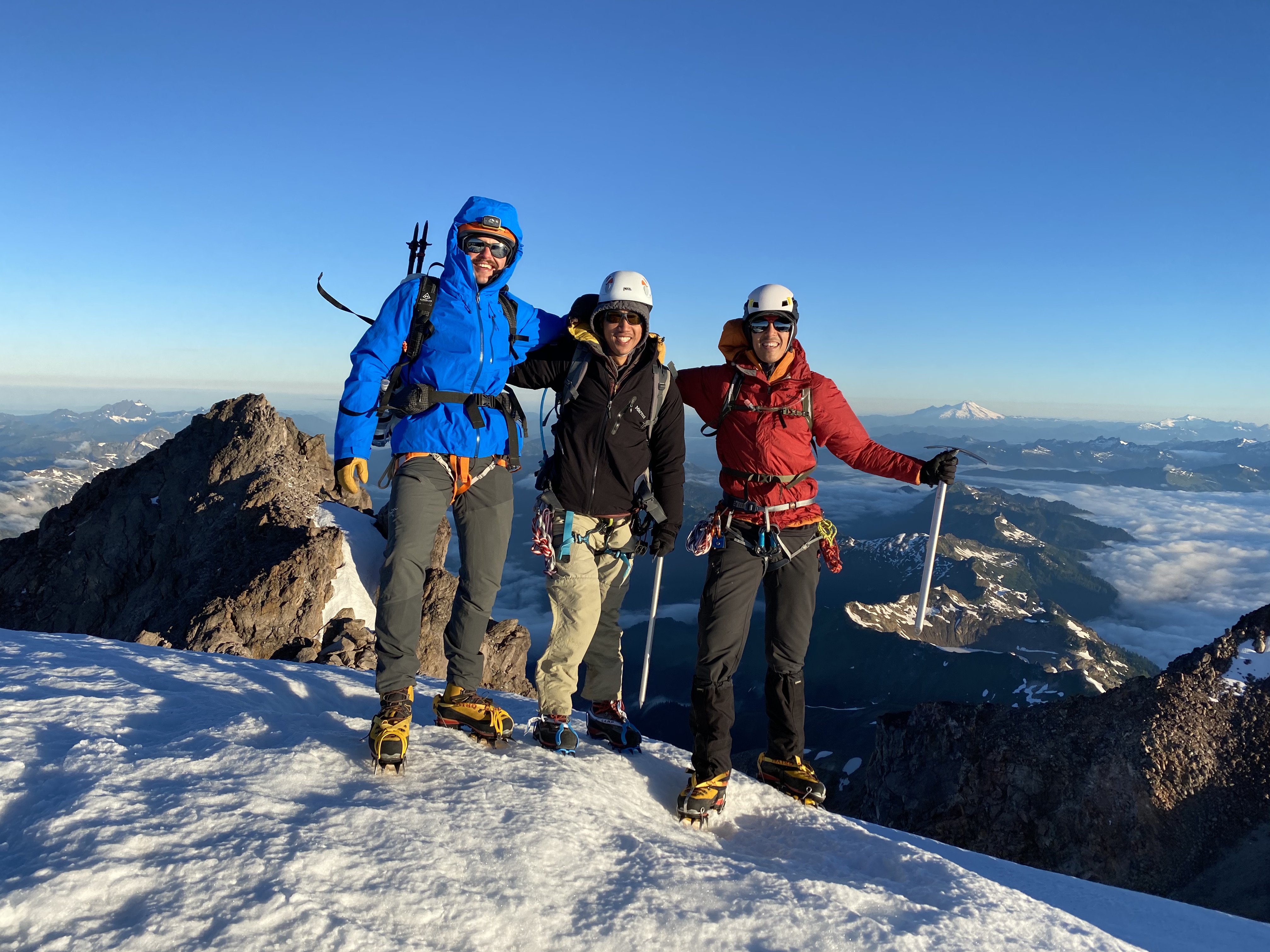 Yoshio, Gregory and Non at the summit of Glacier Peak.
