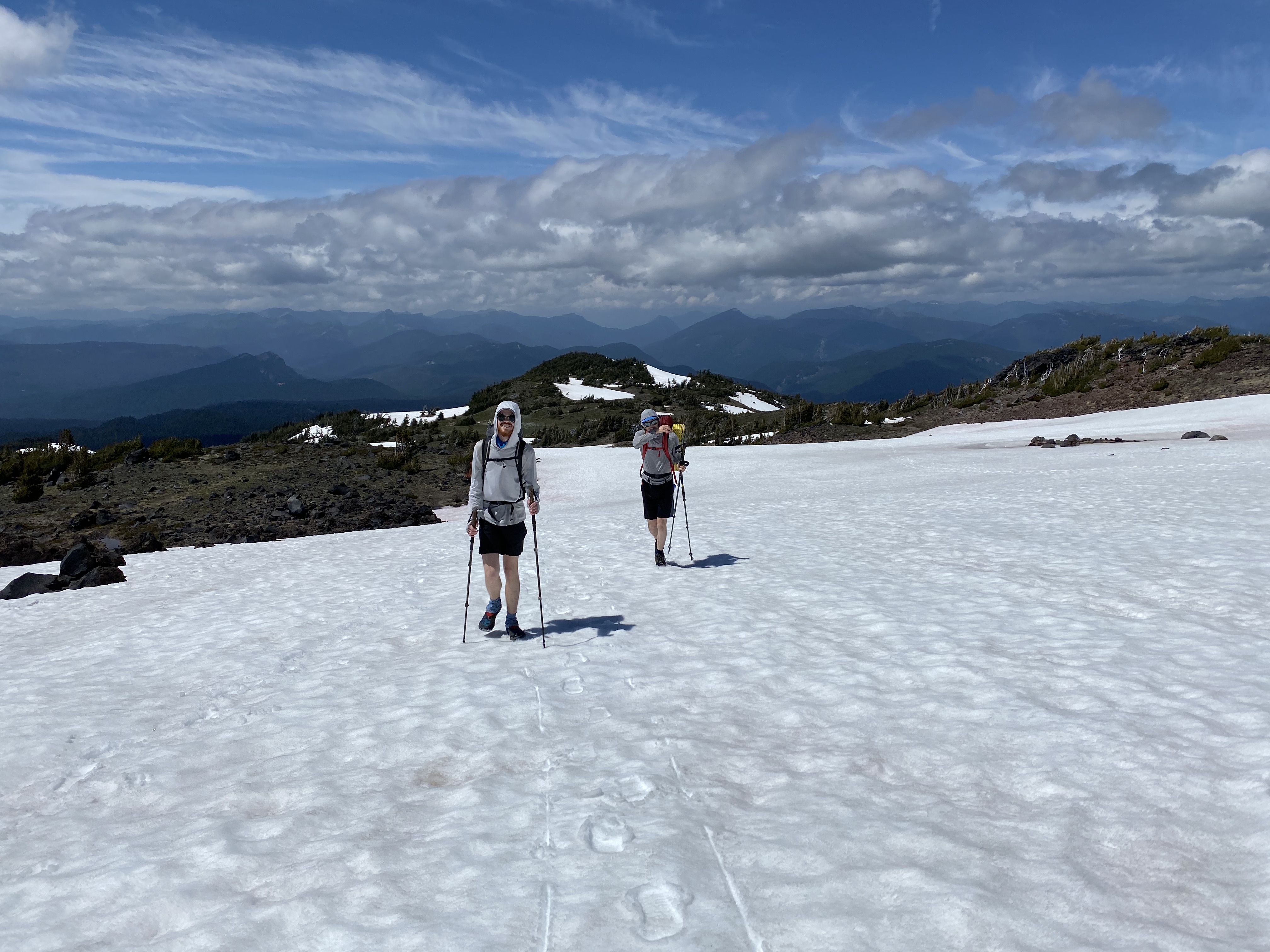 Jackson and Danny hiking the Mount Adams approach.