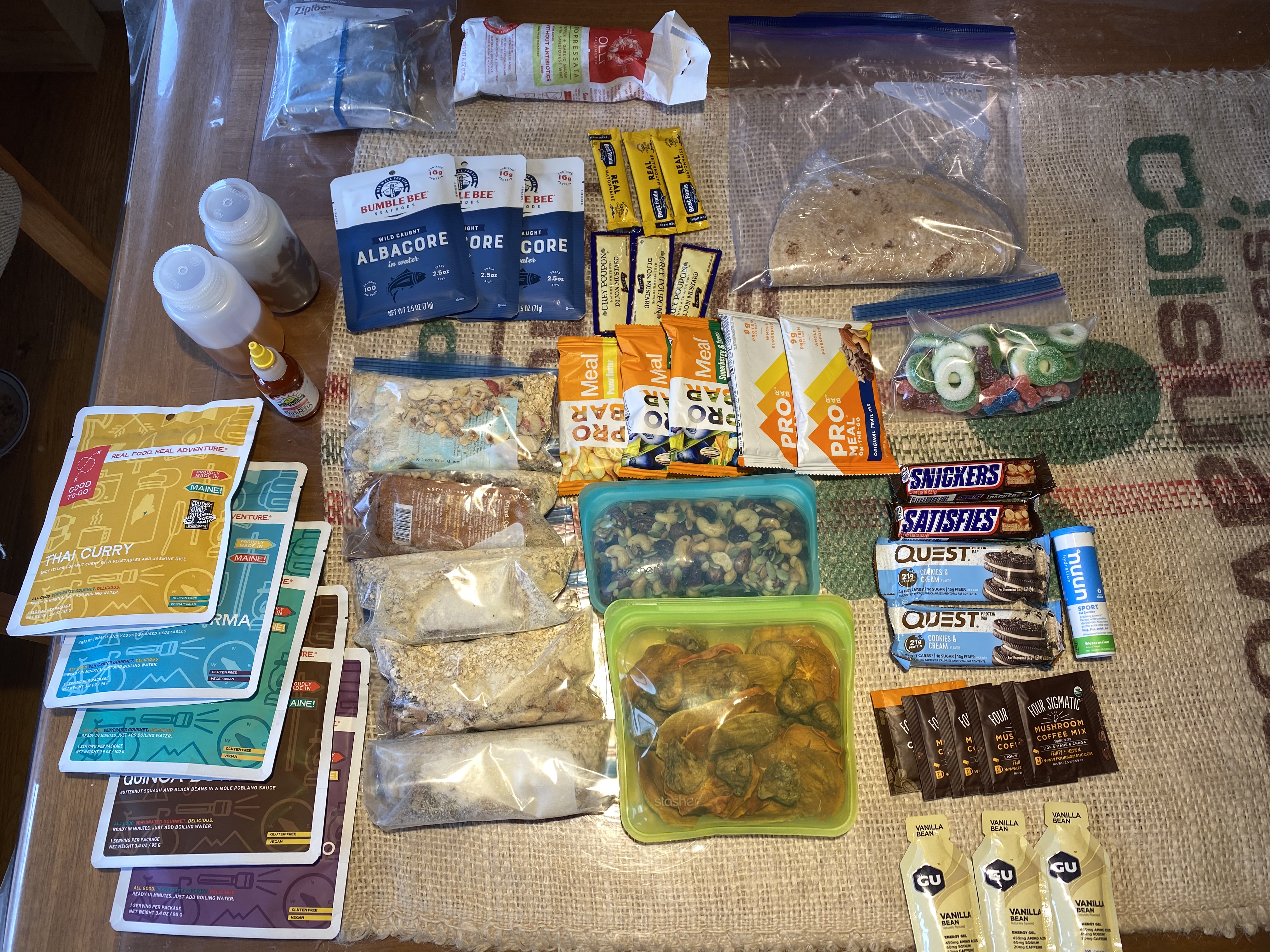 Food for 5 days on Mount Baker.