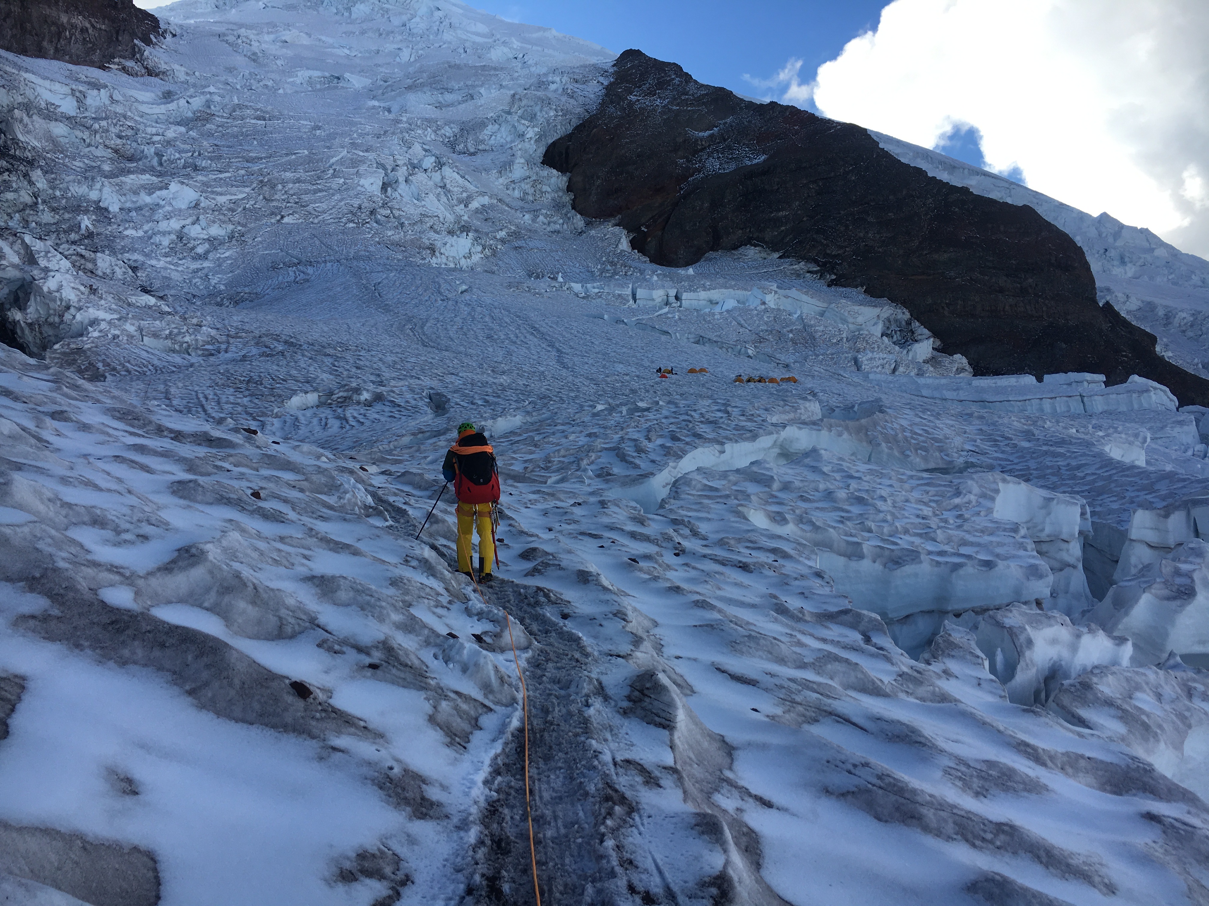 Ricky leading the way across Cowlitz Glacier.