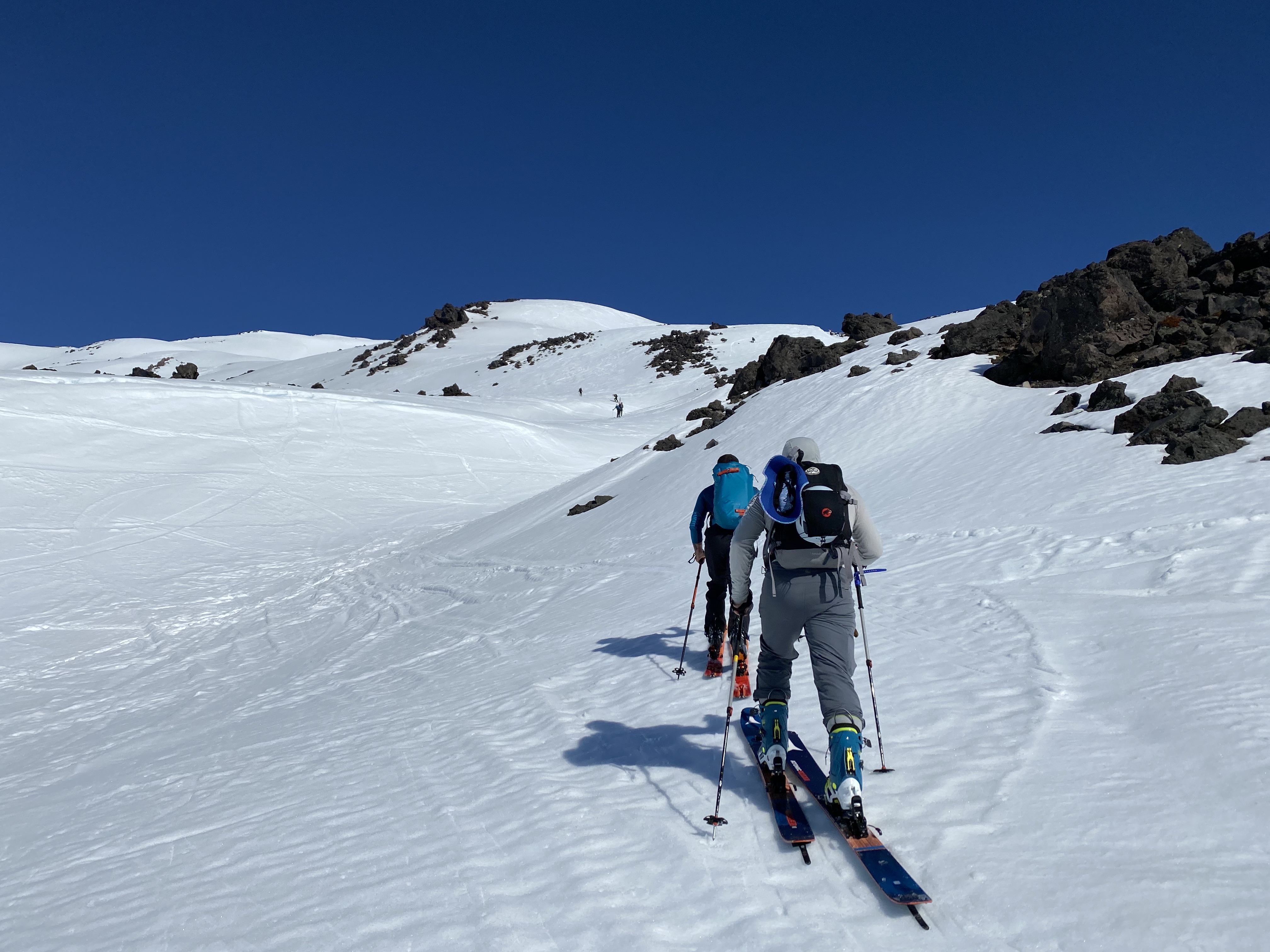 Joe and Mike leading the way up the Saint Helens Worm Flows route.