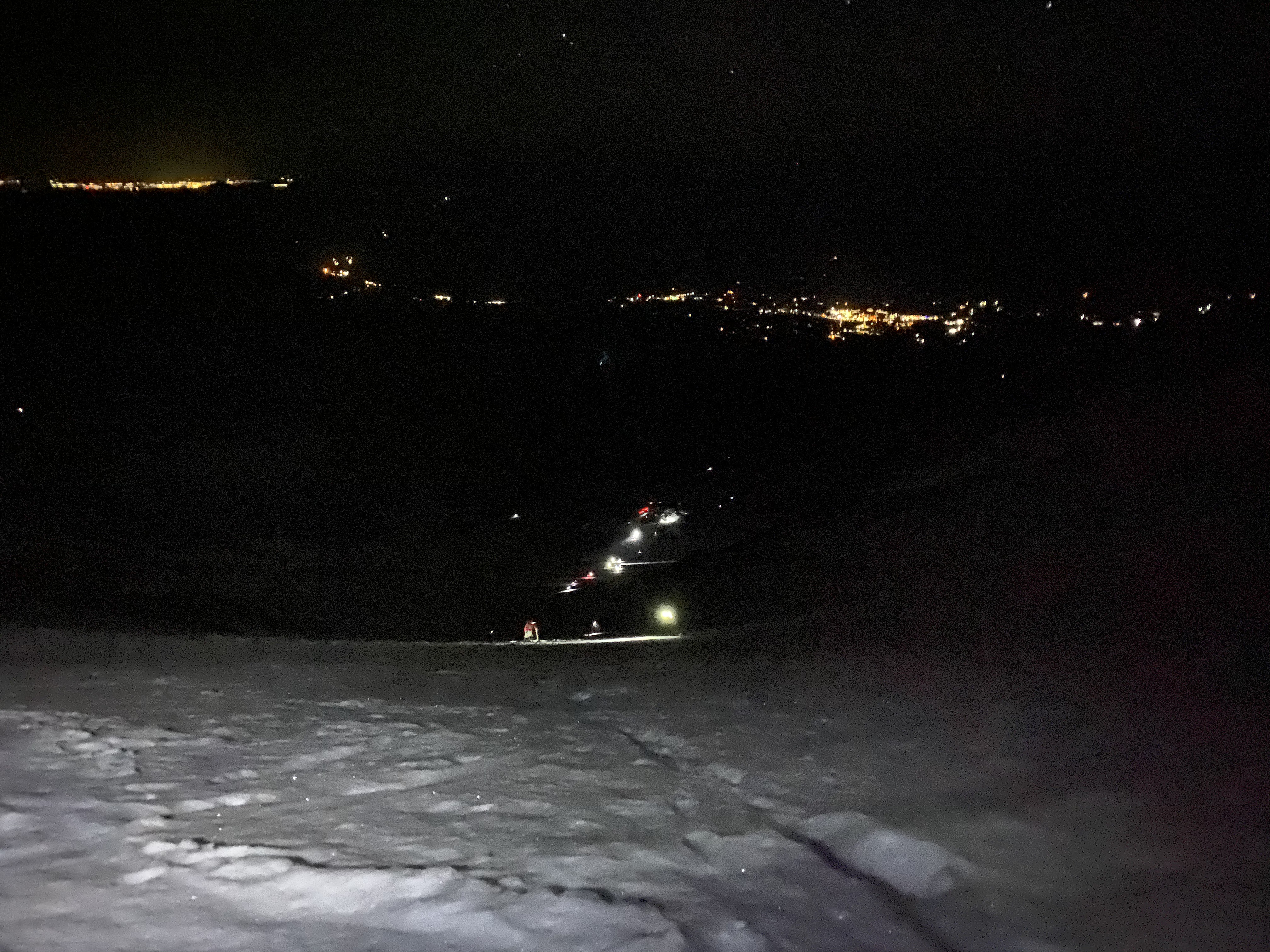 The view of other climbers coming up behind Josh and Yoshio.