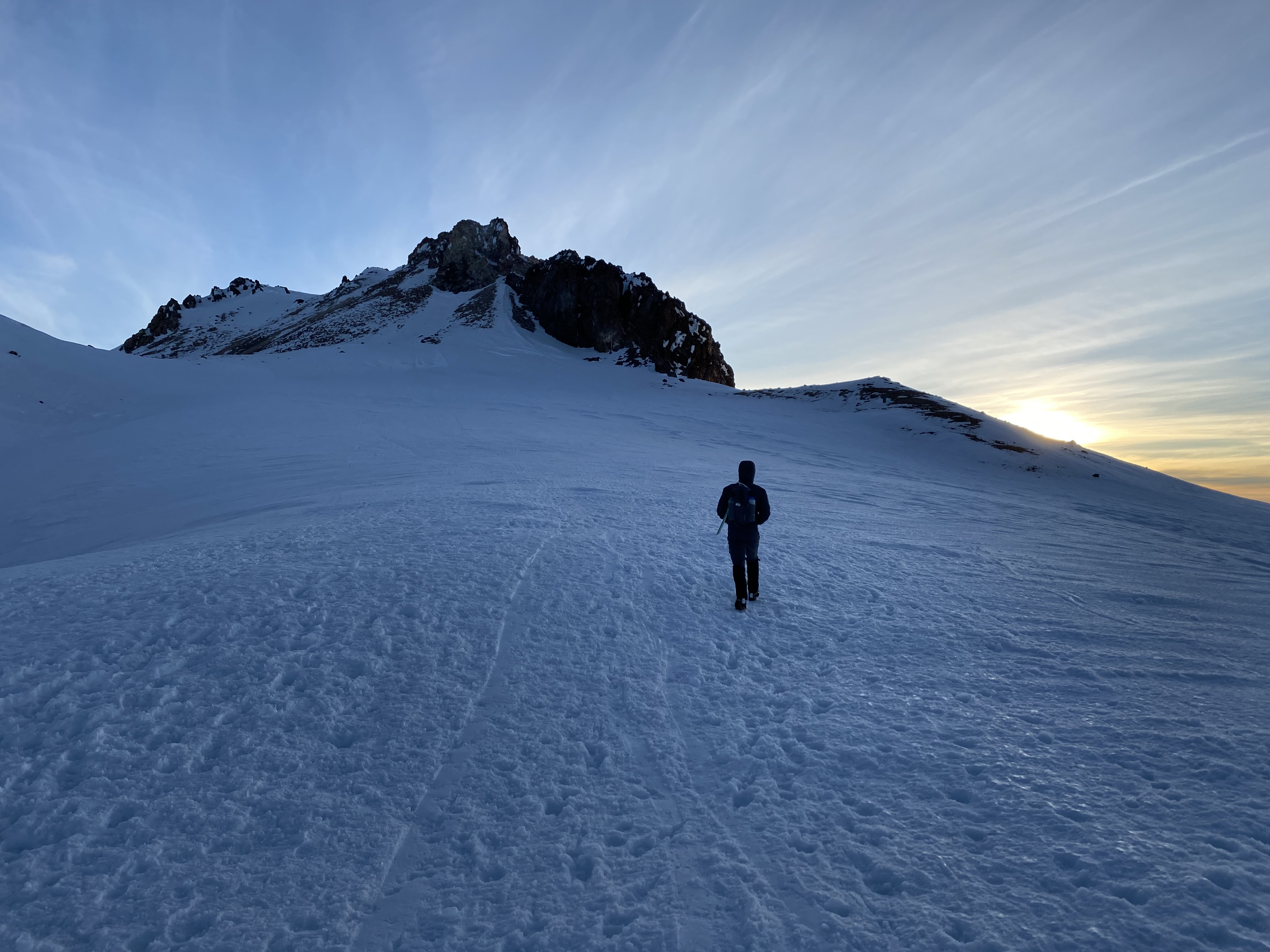 Josh leading the way to the summit of Mount Shasta.