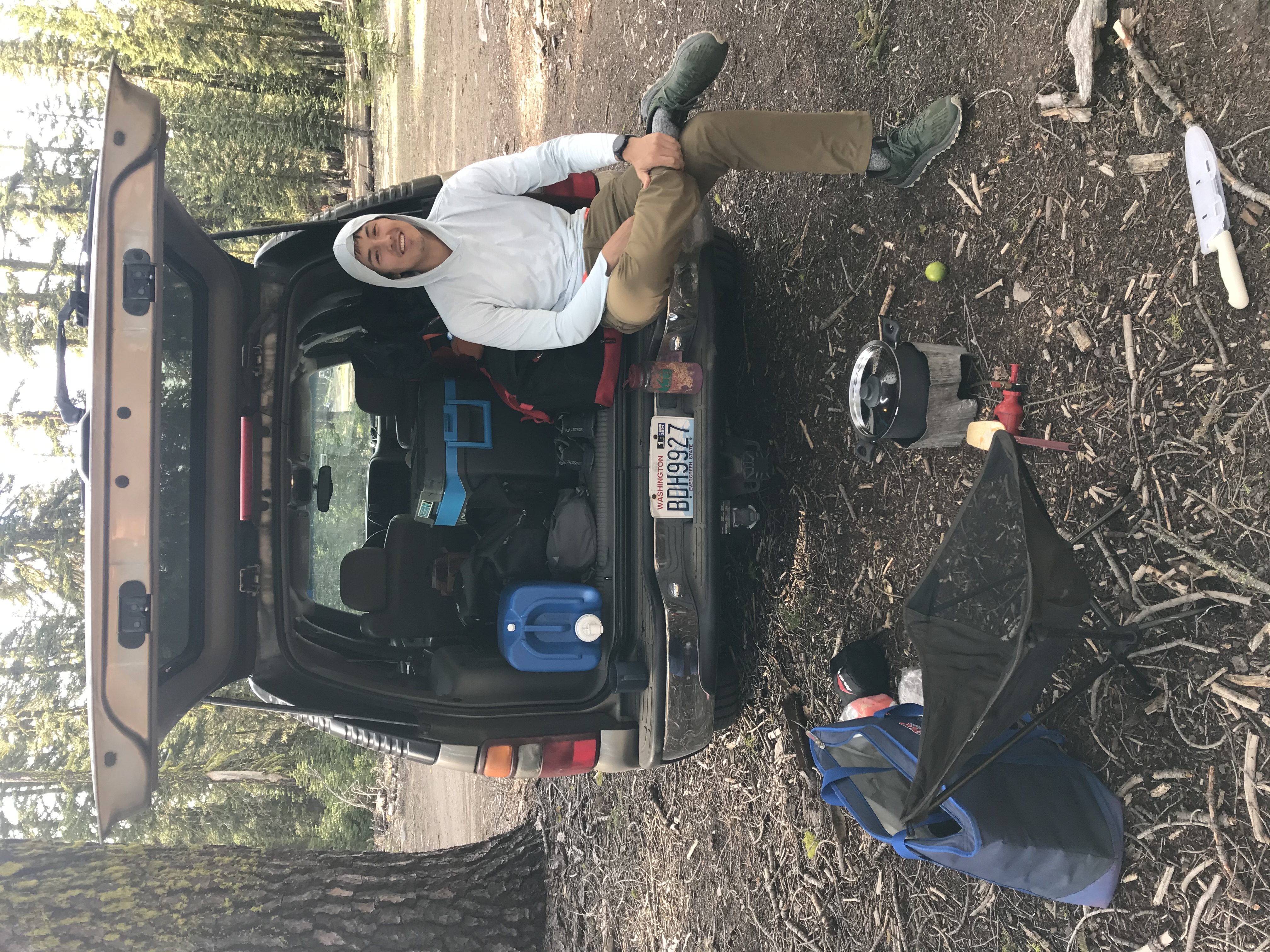 Yoshio resting at Sand Flat campground.