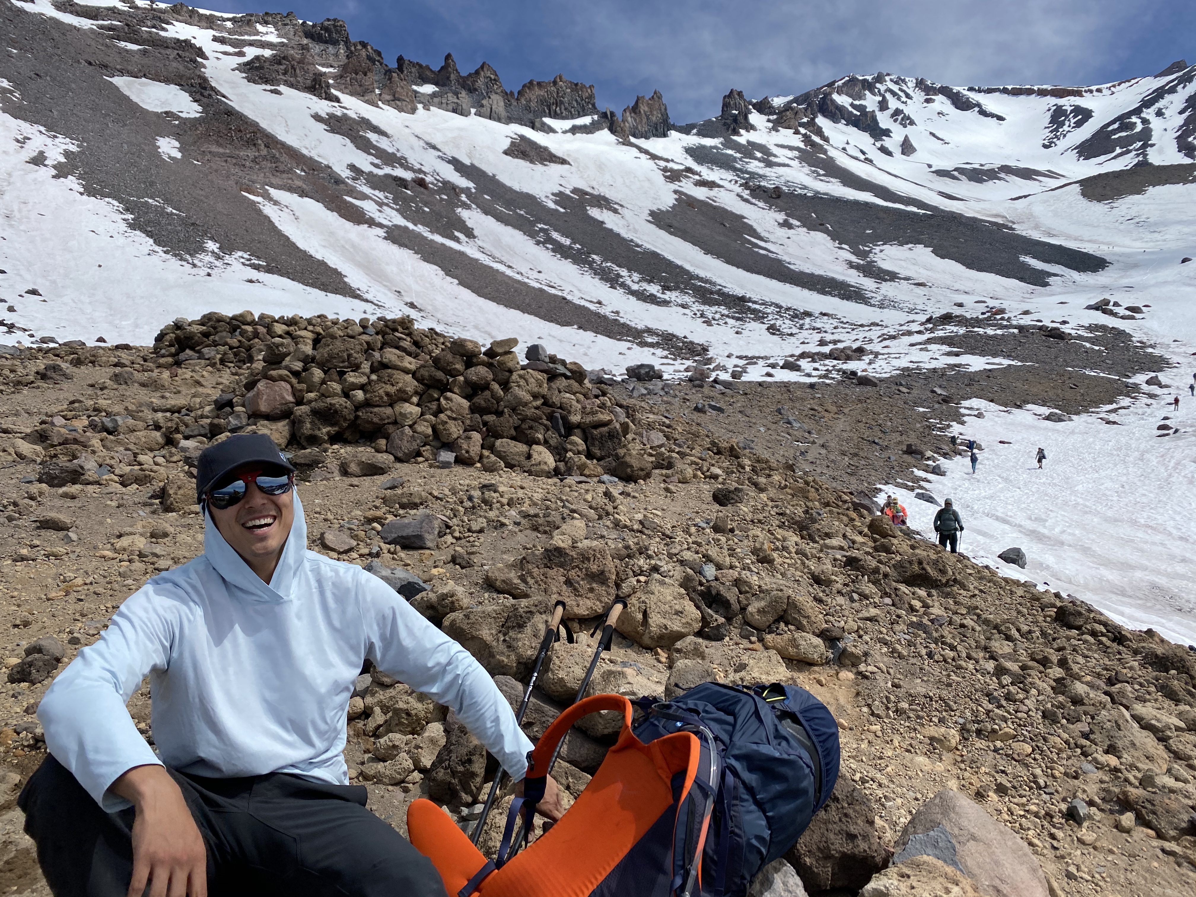 Yoshio resting on the trail to Lake Helen.