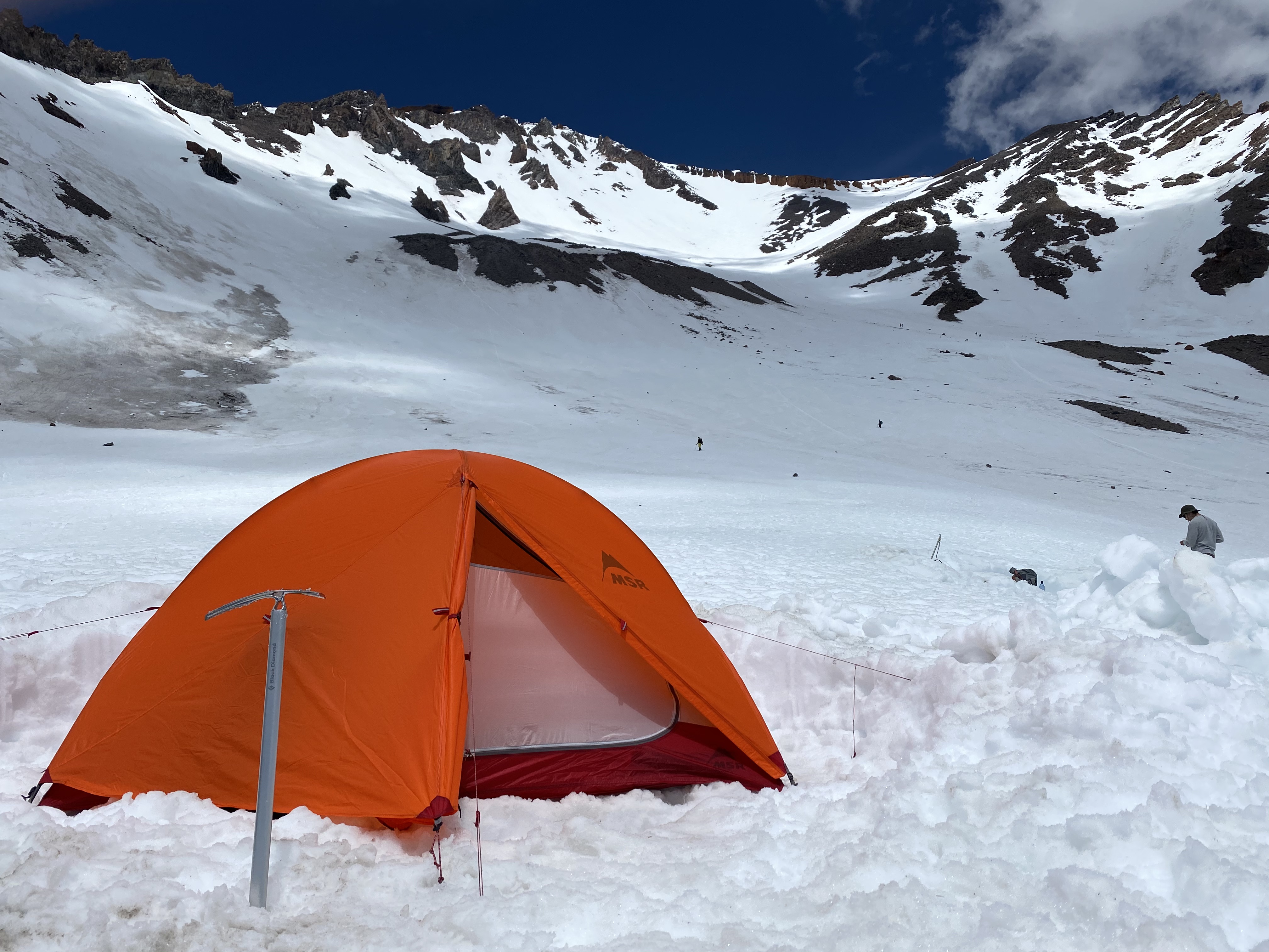 The view of Mount Shasta from Lake Helen Camp.