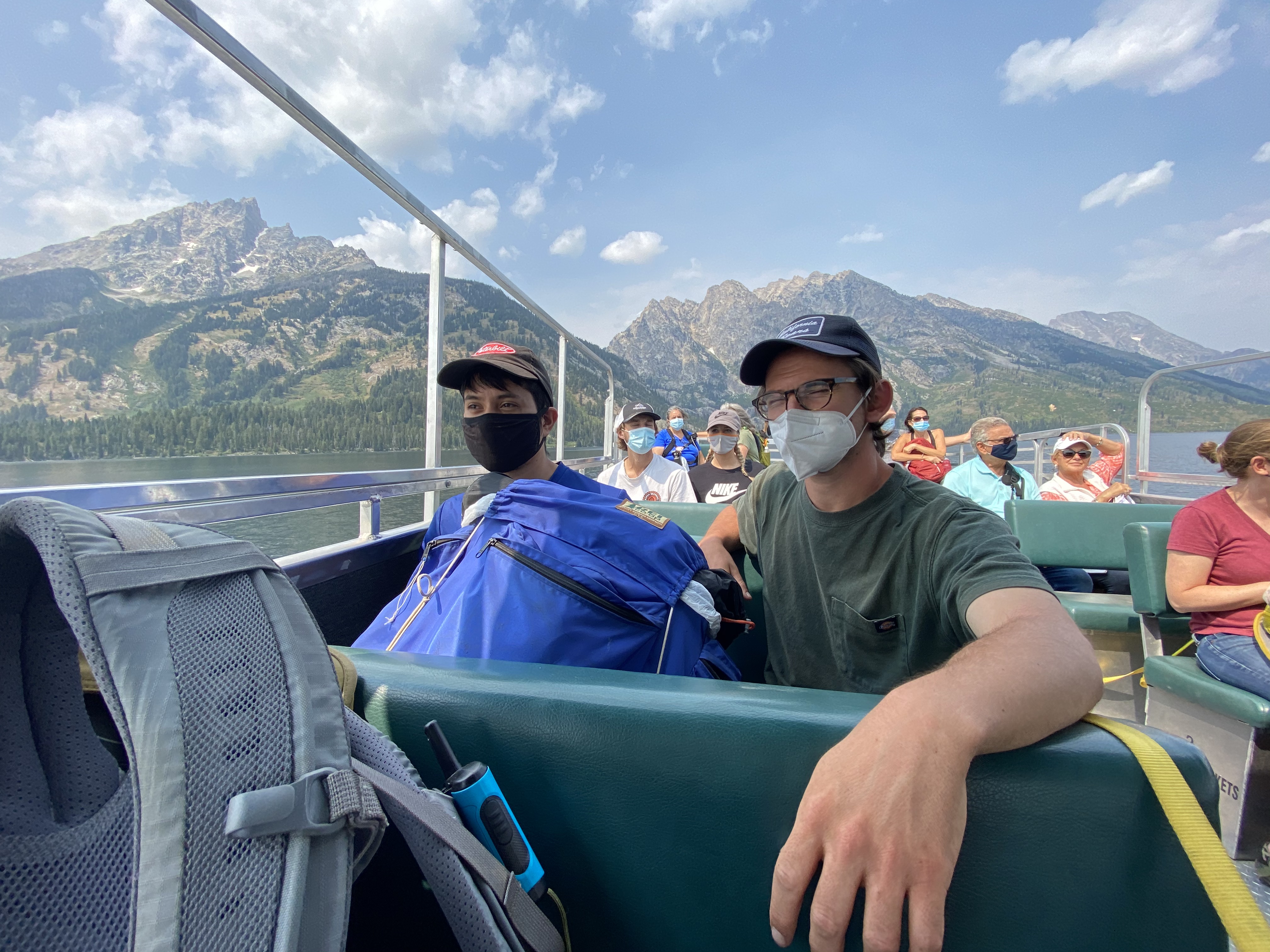Timur and Ari on the ferry back to Jenny Lake Ranger Station.