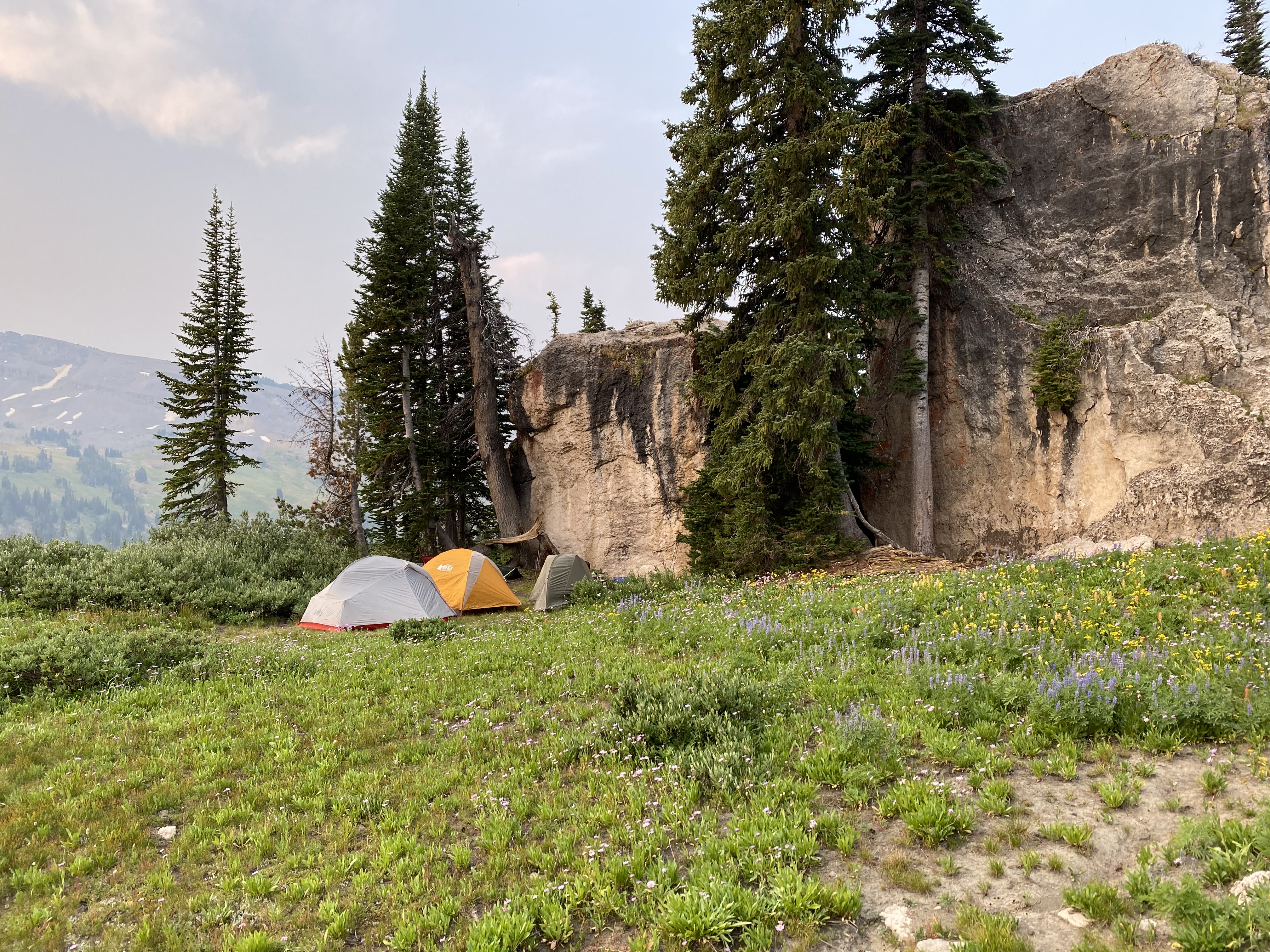 Our campsite at Death Canyon Shelf.