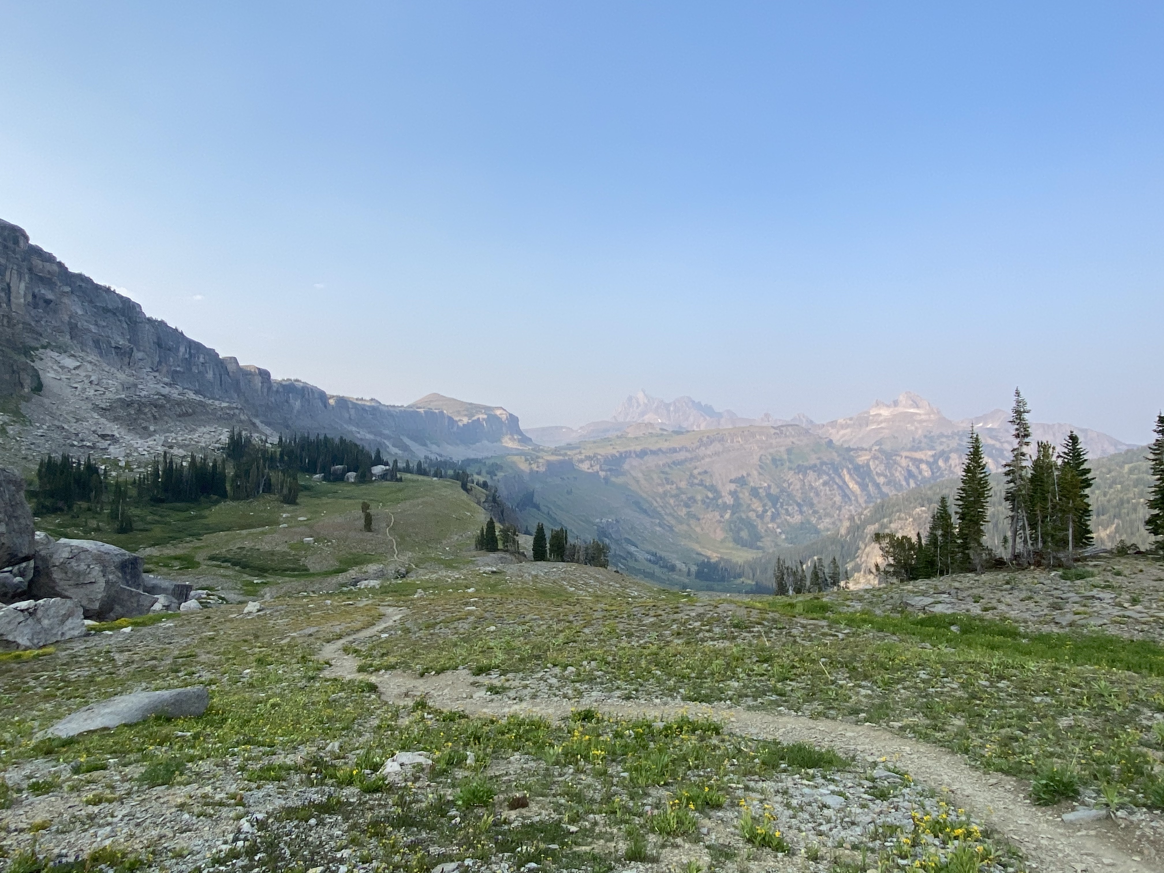 Death Canyon Shelf with mountains in the background.