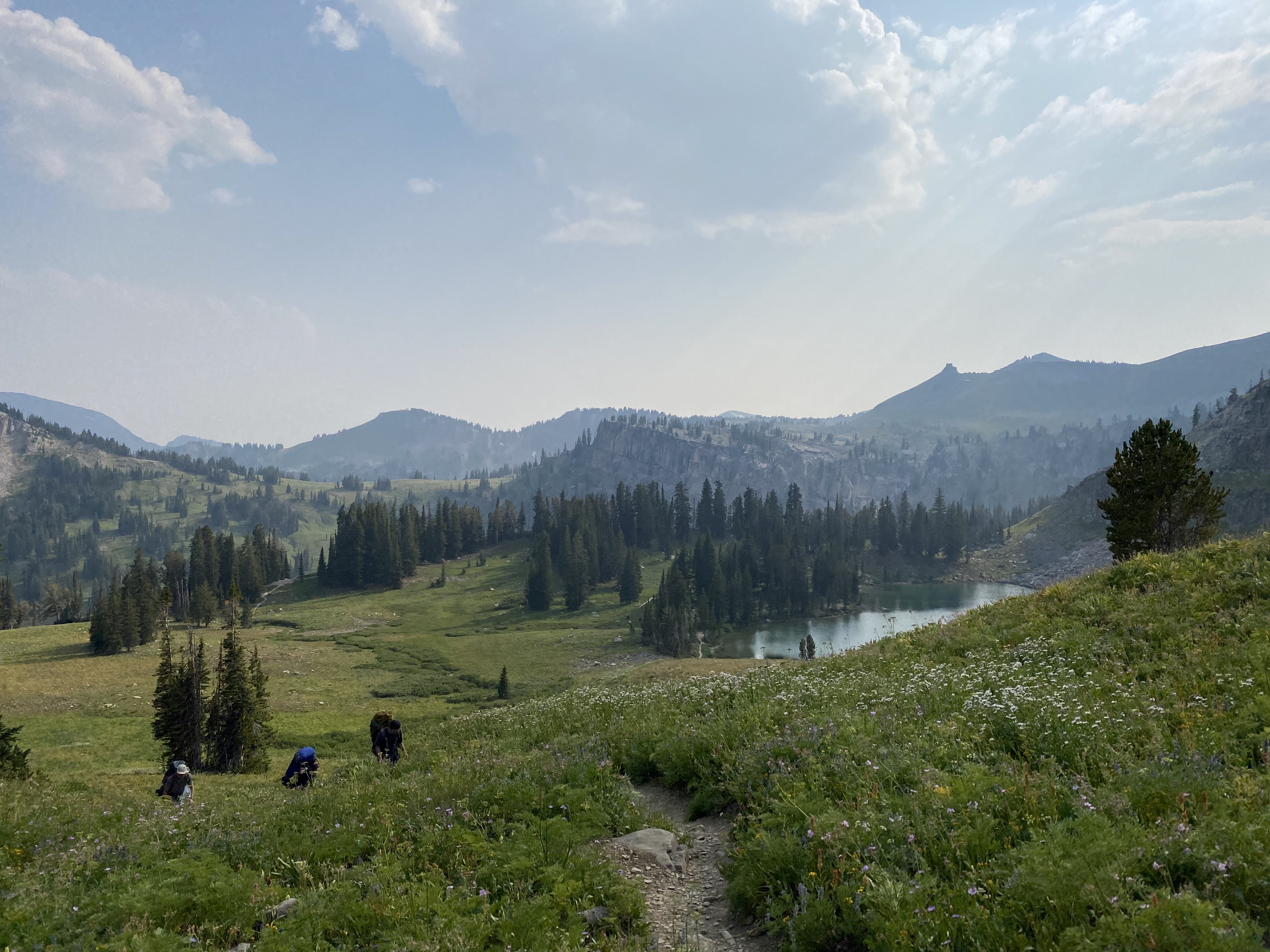 Timur, Ari and Willy hiking up from Marion Lake.