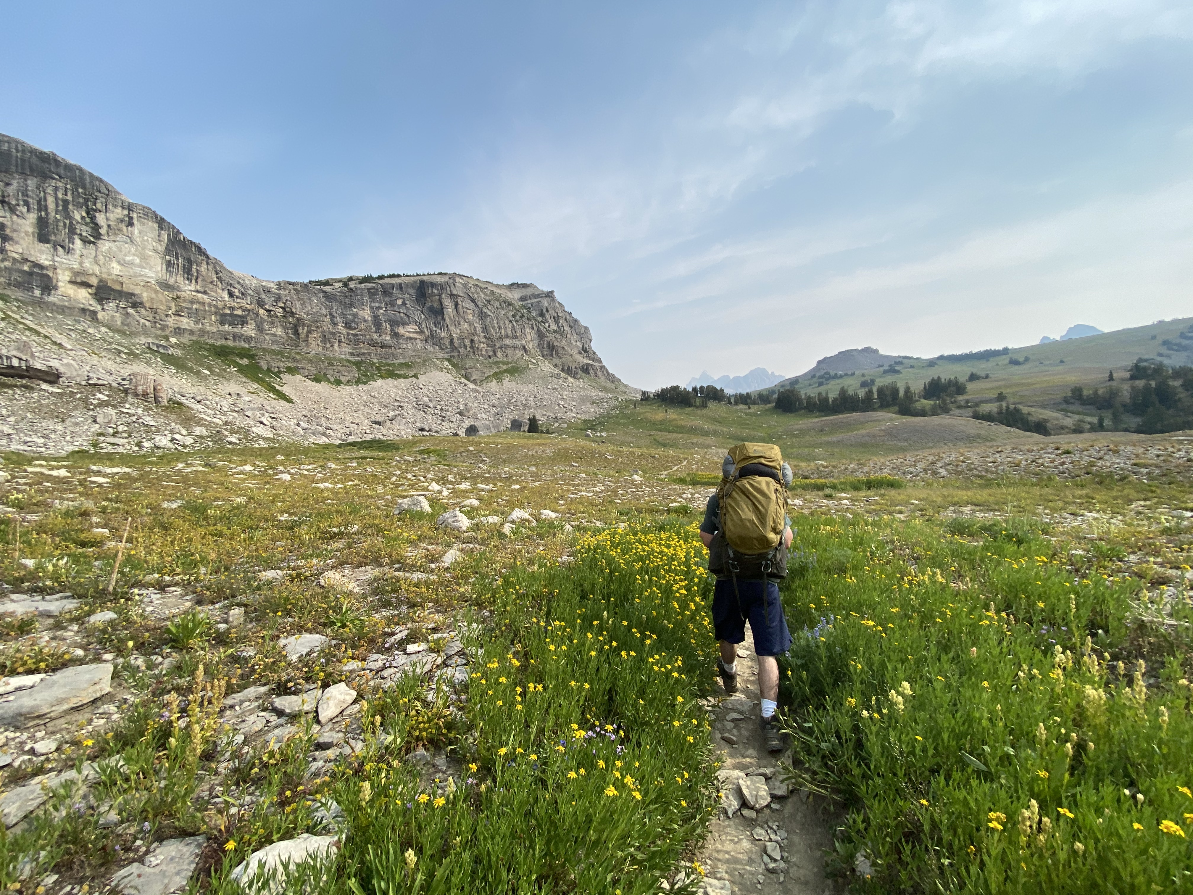 Timur leading the way out of Death Canyon Shelf.