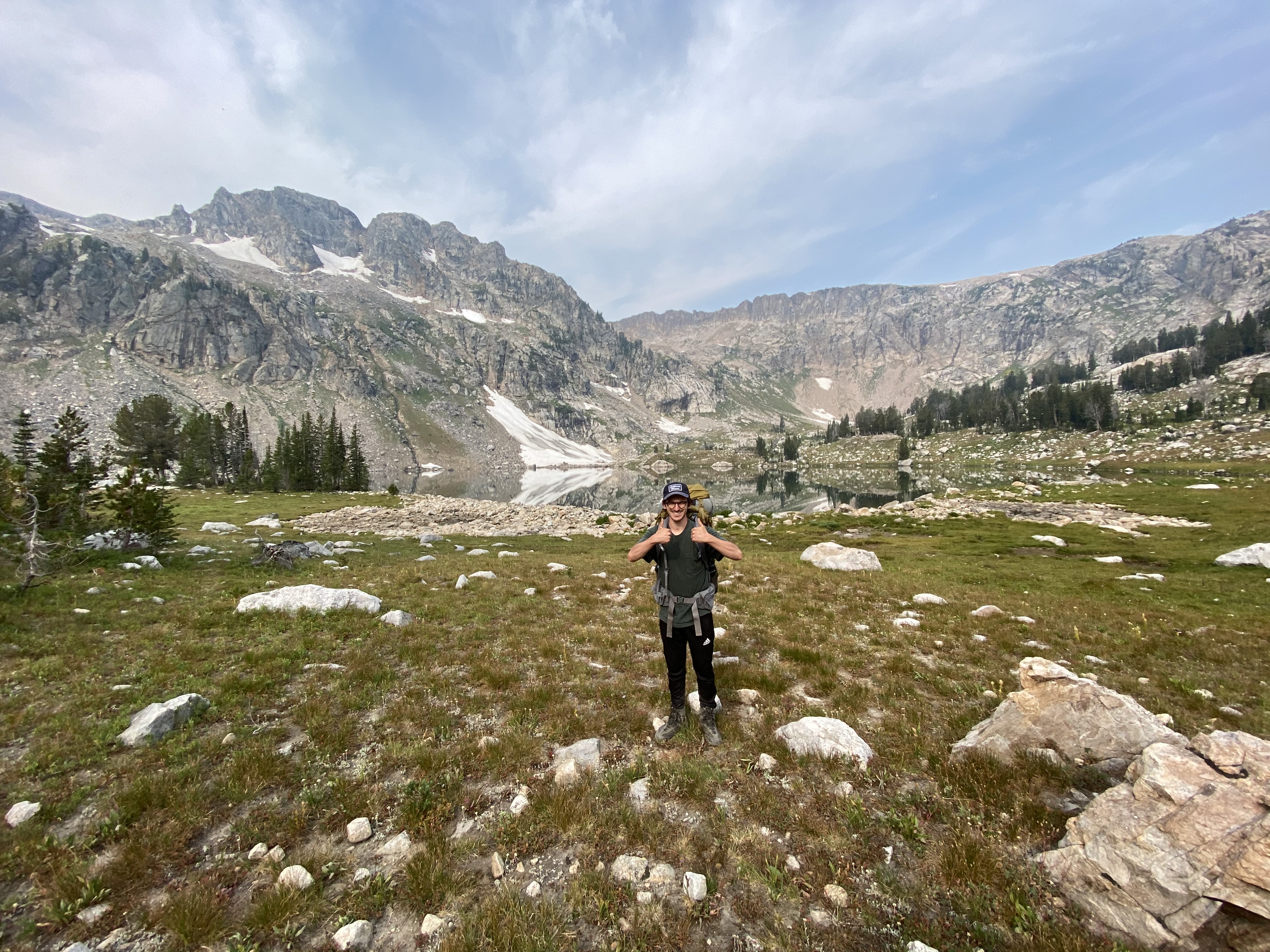Timur with a view of Lake Solitude.
