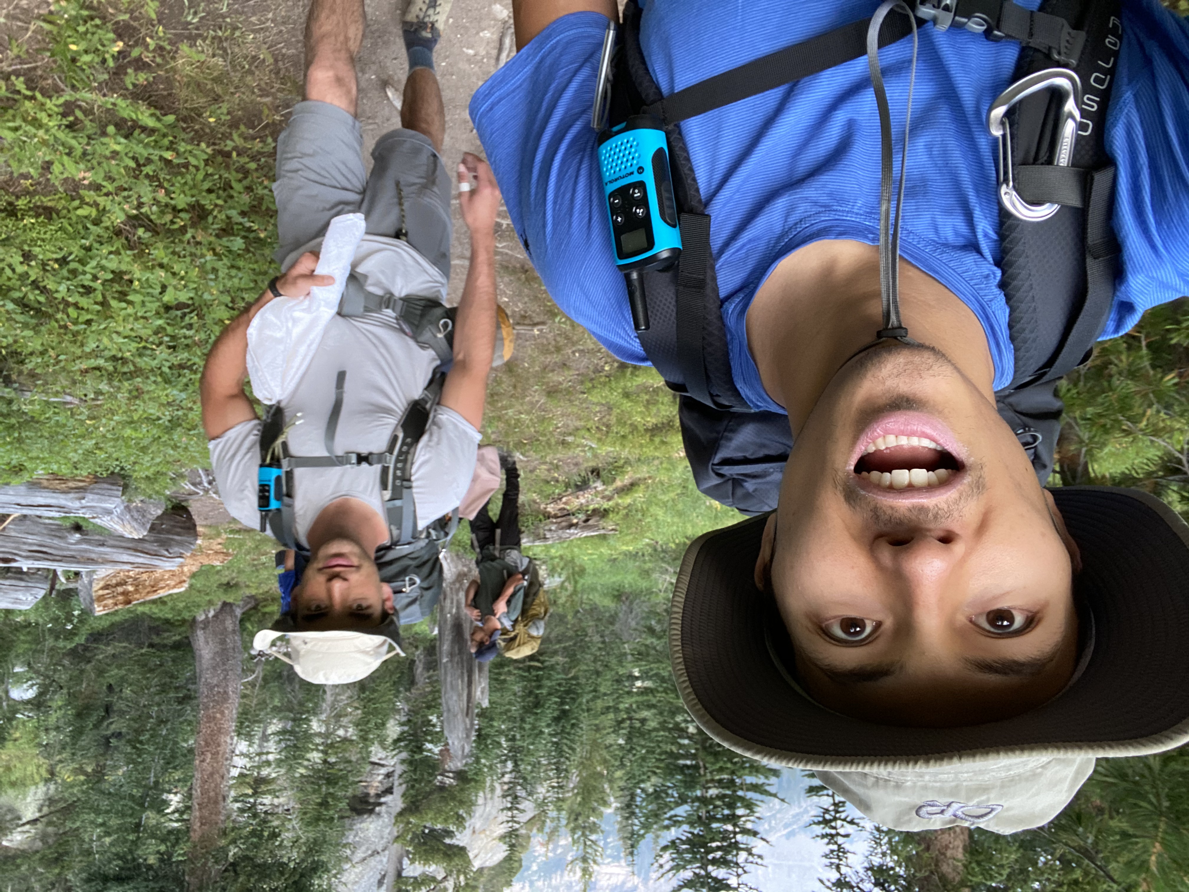 Yoshio and Willy hiking on the trail.